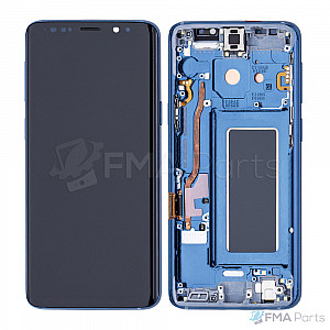 Samsung Galaxy S9 OLED Touch Screen Digitizer Assembly with Frame - Coral Blue [Refurbished]